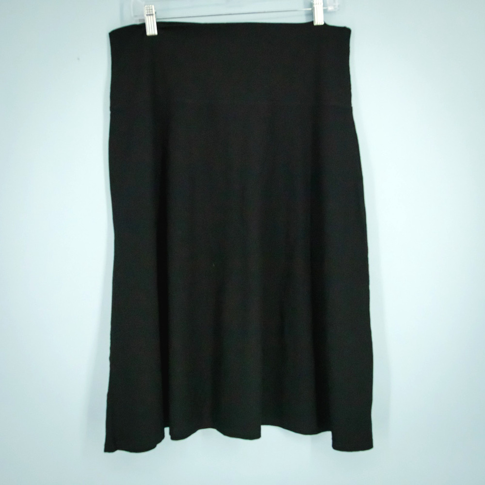 Eileen Fisher Size Medium M Black System Viscose Pull On A Line Midi Knit Skirt